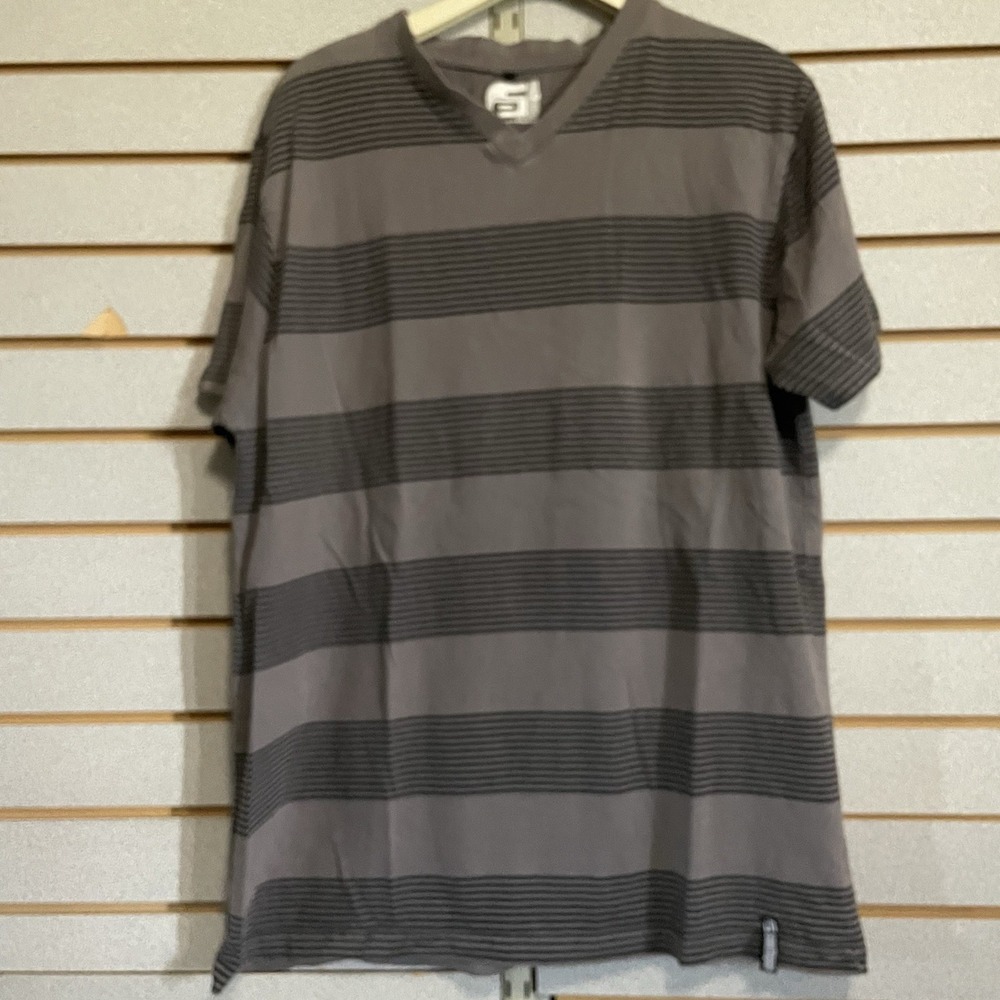 South Pole V-neck  Men's, Classic Fit Tee T Shirt, Blue Gray Striped,‎ XXL